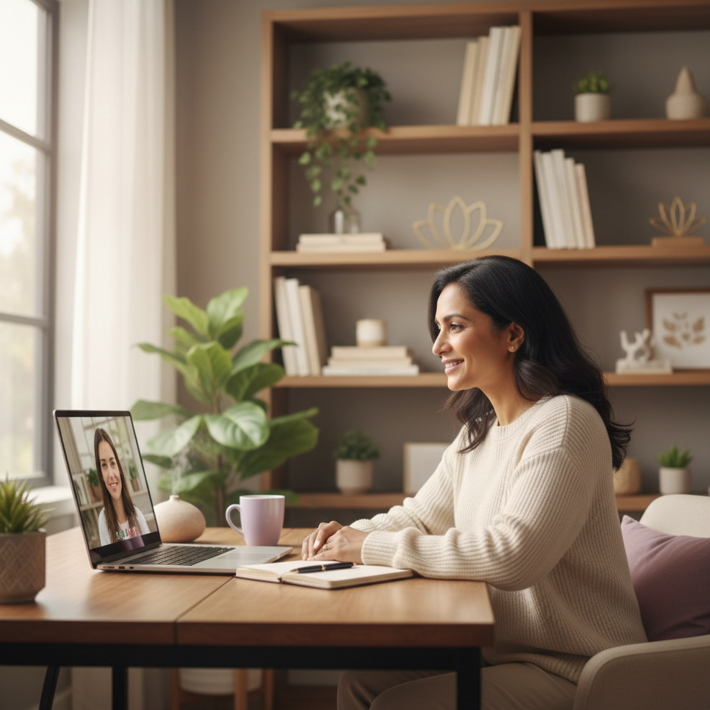 Telehealth mental health therapy session online